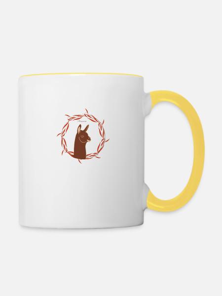 Lama - Tasse zweifarbig - Weiß/Gelb