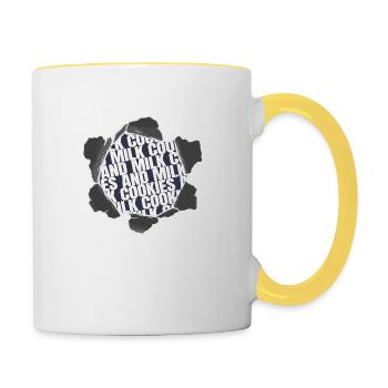chef evolution tshirts lovers sweet jokes - Contrasting Mug - white/yellow - Right