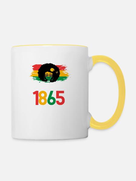 JUNI 19. Juni Unabhängigkeitsfeierlichkeiten - Tasse zweifarbig - Weiß/Gelb