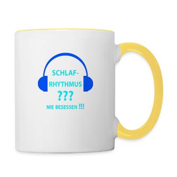 Gamezone - Gamer4Ever - Zocken statt schlafen - Tasse zweifarbig - Weiß/Gelb - Rechts