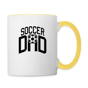 Hobby Logo Soccer Dad - Tasse zweifarbig - Weiß/Gelb - Rechts