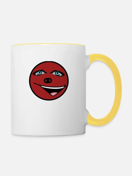 fun smile - Tasse zweifarbig - Weiß/Gelb