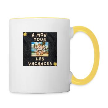 A MON TOUR LES VACANCES - Mug contrasté - blanc/jaune - Droite