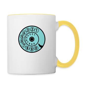 Dial Vintage Phone Call Retro Technologie - Mug contrasté - blanc/jaune - Droite