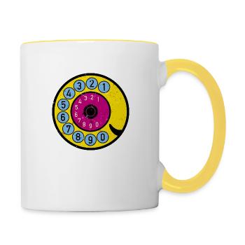 Cadran coloré Vintage Retro Phone Nostalgia - Mug contrasté - blanc/jaune - Droite