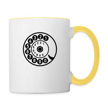 Dial Vintage Phone Call Retro Technologie - Mug contrasté - blanc/jaune - Droite