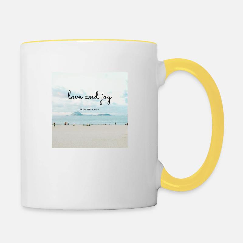 Love and joy - Tasse zweifarbig - Weiß/Gelb
