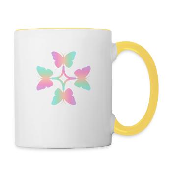 Schmetterlinge Union - Tasse zweifarbig - Weiß/Gelb - Rechts
