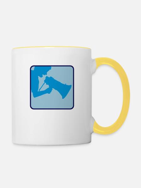 Rede Megafon Propaganda Mann - Tasse zweifarbig - Weiß/Gelb