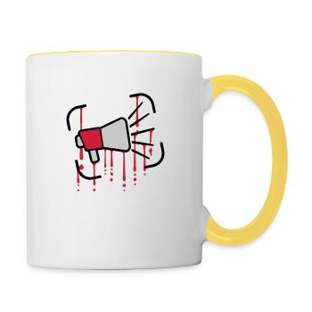 Drops Megaphone Loud Speech - Contrasting Mug - white/yellow - Right