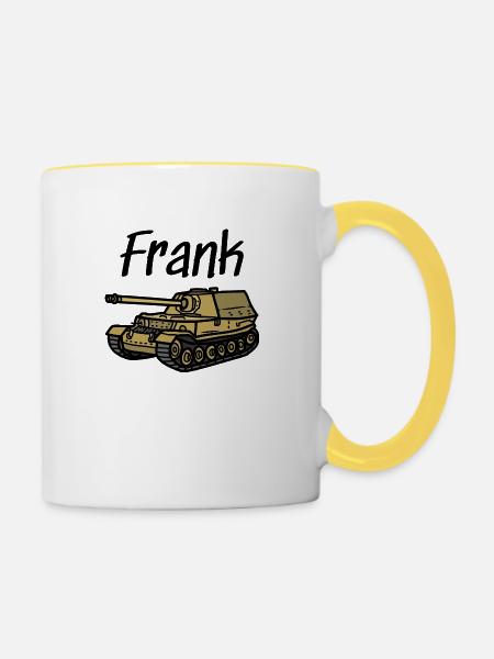 Frank Der Panzer - Tasse zweifarbig - Weiß/Gelb