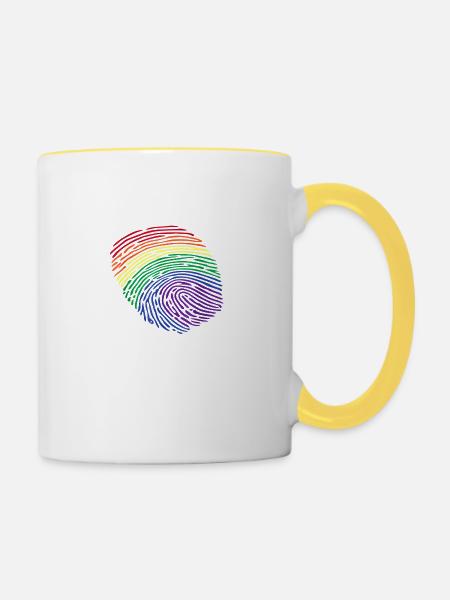 LGBTQ Fingerabdruck - Tasse zweifarbig - Weiß/Gelb