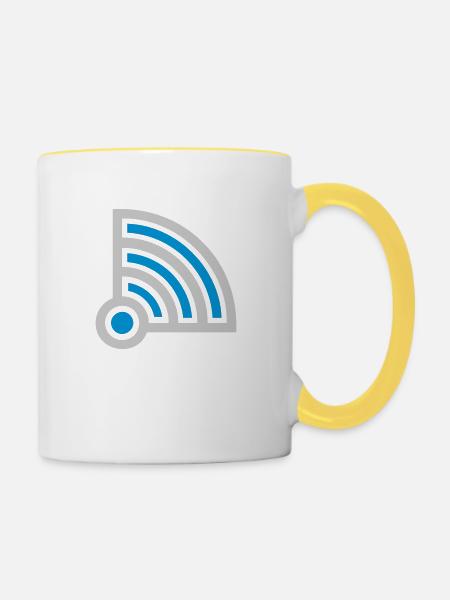 Gute Verbindung Symbol Wifi - Tasse zweifarbig - Weiß/Gelb