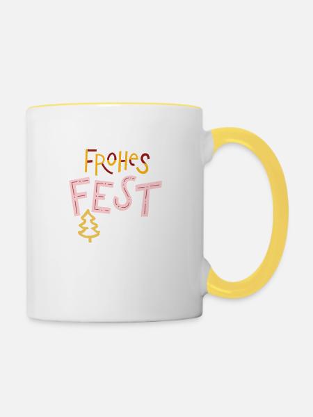 Frohes fest - Tasse zweifarbig - Weiß/Gelb