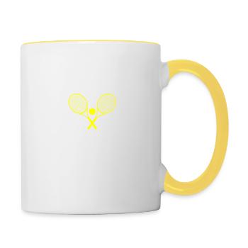 Premier amour- Idee de cadeau pour fan de tennis - Mug contrasté - blanc/jaune - Droite