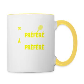 Retrait tennis- Idee de cadeau pour fan de tennis - Mug contrasté - blanc/jaune - Droite