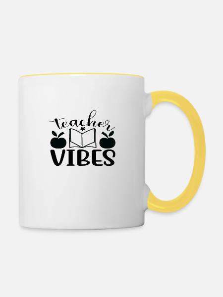 Teacher Vibes - Tasse zweifarbig - Weiß/Gelb