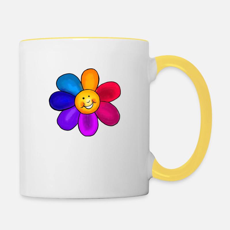 Fleur colorée - Mug contrasté - blanc/jaune
