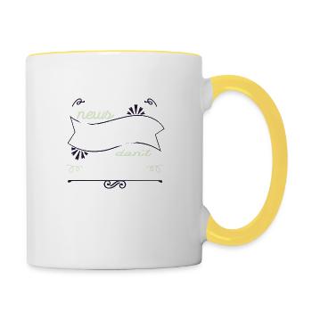 fun birthday quote bday funny joke gift - Contrasting Mug - white/yellow - Right