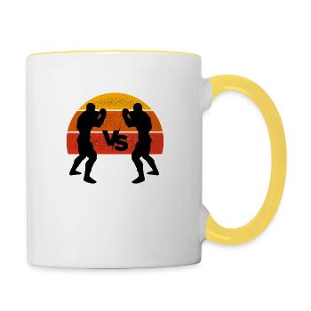 Vintage Boxing - Boxer Geschenkidee - Tasse zweifarbig - Weiß/Gelb - Rechts