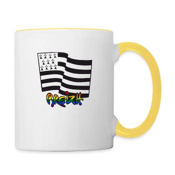 Logo LGBT - Mug contrasté - blanc/jaune - Droite