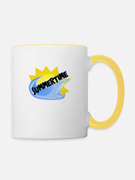 Sommerzeit - Tasse zweifarbig - Weiß/Gelb