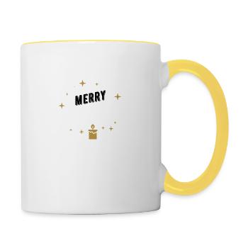 Merry christmas - Tasse zweifarbig - Weiß/Gelb - Rechts