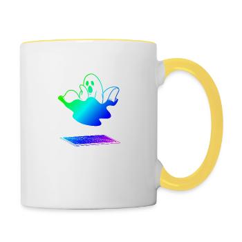 Gespenst | Luftzug | ups | lustig - Tasse zweifarbig - Weiß/Gelb - Rechts