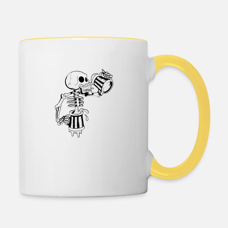 Always thirsty | Skeleton | Permanent drinker - Contrasting Mug - white/yellow