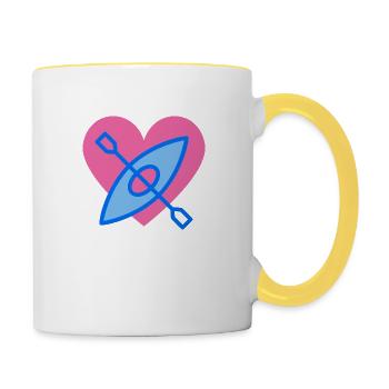 Herz Kanu Liebe - Tasse zweifarbig - Weiß/Gelb - Rechts