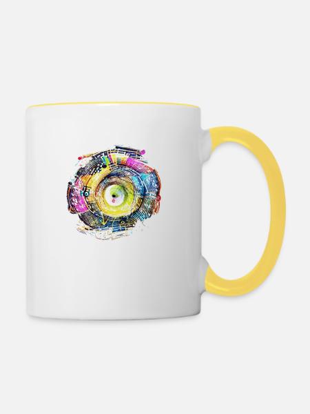 Music Circle - Tasse zweifarbig - Weiß/Gelb