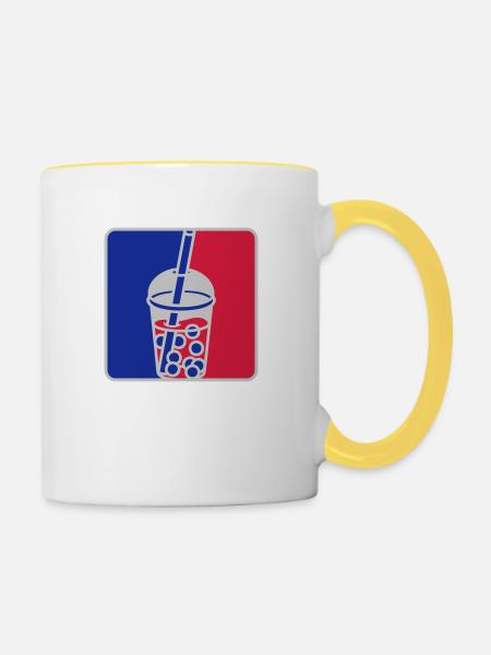 Rot Blau Bubble Tea - Tasse zweifarbig - Weiß/Gelb