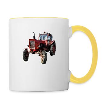 Traktor Belarus MTS 50 / 52 - Tasse zweifarbig - Weiß/Gelb - Rechts
