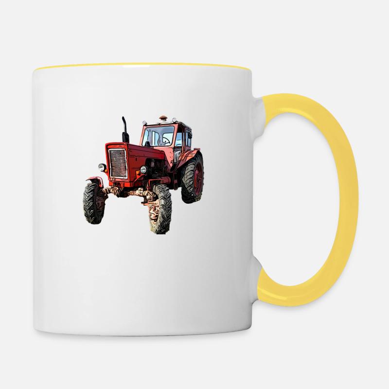 Traktor Belarus MTS 50 / 52 - Tasse zweifarbig - Weiß/Gelb