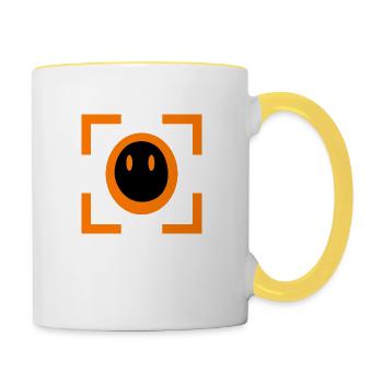 Visage noir avec contraste orange - Mug contrasté - blanc/jaune - Droite