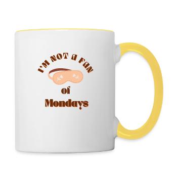 I'm not a fan of Mondays funny saying montage - Contrasting Mug - white/yellow - Right