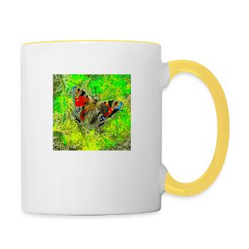 schmetterling - Tasse zweifarbig - Weiß/Gelb - Rechts
