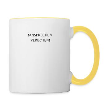 !Ansprechen verboten! Ich habe eine Freundin - Tasse zweifarbig - Weiß/Gelb - Rechts