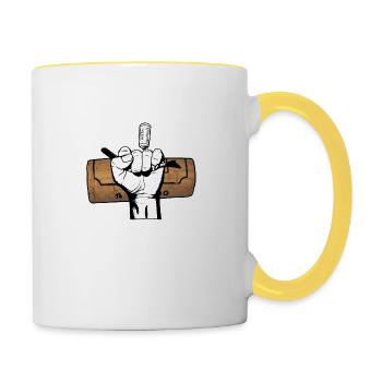 Cork and hand to the corkscrew - Contrasting Mug - white/yellow - Right