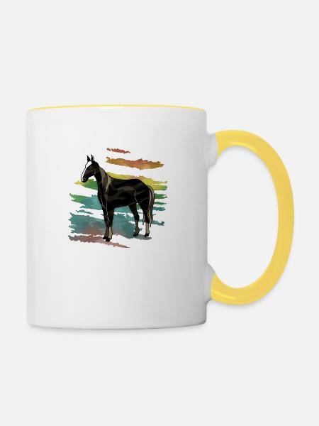 Pferd - Tasse zweifarbig - Weiß/Gelb