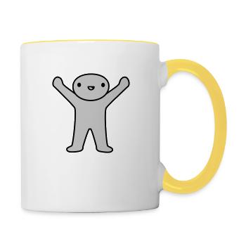 Glückliches kleines Männchen Design - Tasse zweifarbig - Weiß/Gelb - Rechts