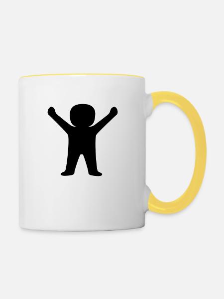 Glückliches Männchen Illustration Design - Tasse zweifarbig - Weiß/Gelb