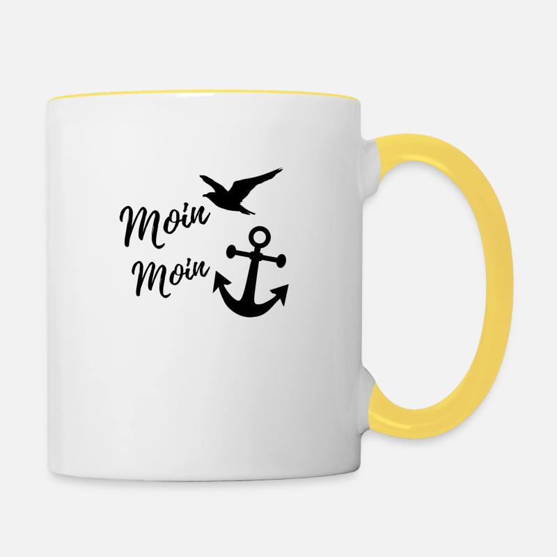 Moin moin - Tasse zweifarbig - Weiß/Gelb
