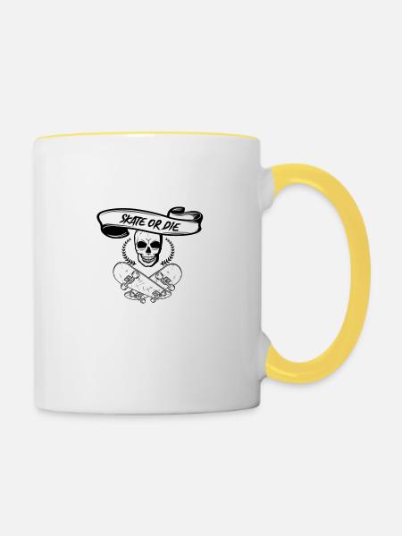 Skate or die - Tasse zweifarbig - Weiß/Gelb