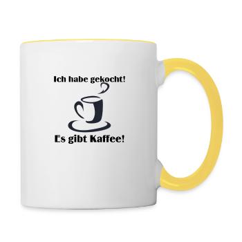 Ich habe gekocht es gibt Kaffee - Tasse zweifarbig - Weiß/Gelb - Rechts