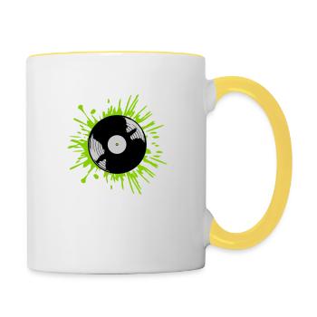 Gouttes de disque vinyle Color blobs - Mug contrasté - blanc/jaune - Droite