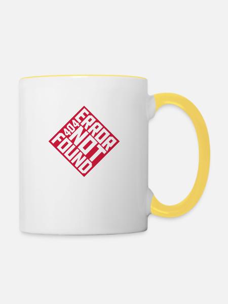 Error 404 not found - Tasse zweifarbig - Weiß/Gelb