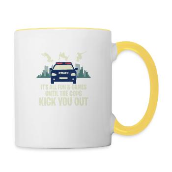 It's All Fun & Games Until The Cops Kick You Out V - Contrasting Mug - white/yellow - Right