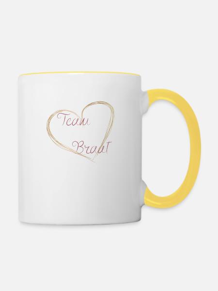 Team Braut - Tasse zweifarbig - Weiß/Gelb