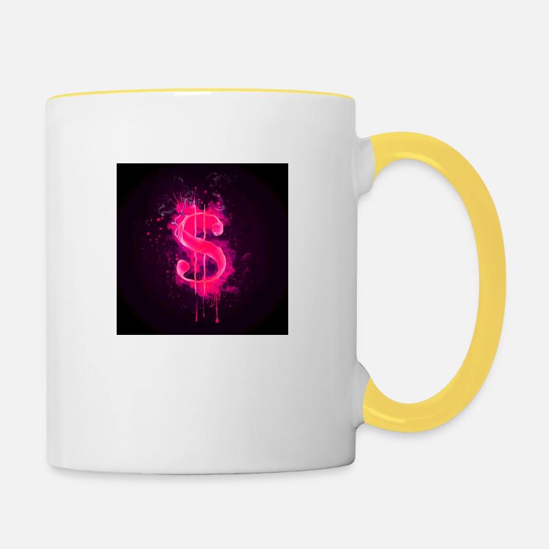 dollar symbole de la monnaie américain - Mug contrasté - blanc/jaune